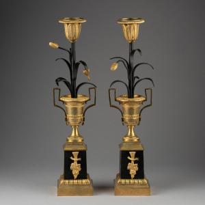 Pair Of "return From Egypt" Candlesticks, First Empire Period