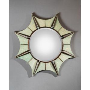 Miroir en galuchat et bois exotique, années 1950 - 1960 
