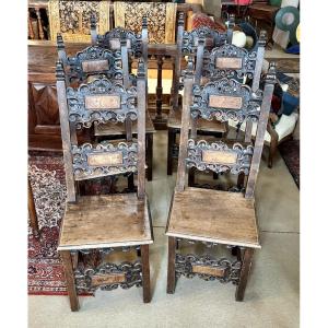 Suite de six (6) chaises, Espagne, fin XIXe siècle