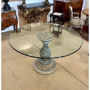 Table bois et verre, XXe siècle