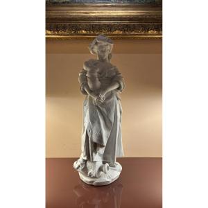 Albert Carrier-Belleuse (1824 - 1887), Sculpture en biscuit d’une femme allaitant, XIXe siècle