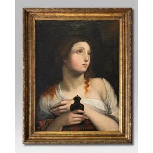 Portrait de Marie-Madeleine, huile sur toile de l’École italienne, XVIIe siècle