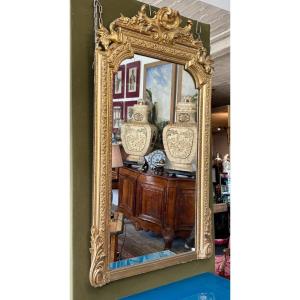 Grand miroir en bois doré, XIXe siècle