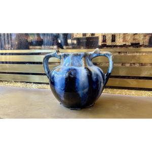 Small Blue Ceramic Vase, 20th Century
