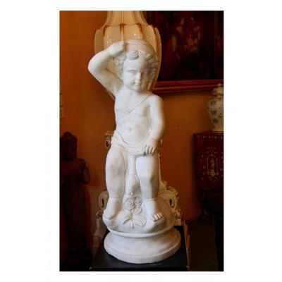 Un Putto En Marbre De Carrare d'époque Fin XVIIIe / Début XIXe Siècle.