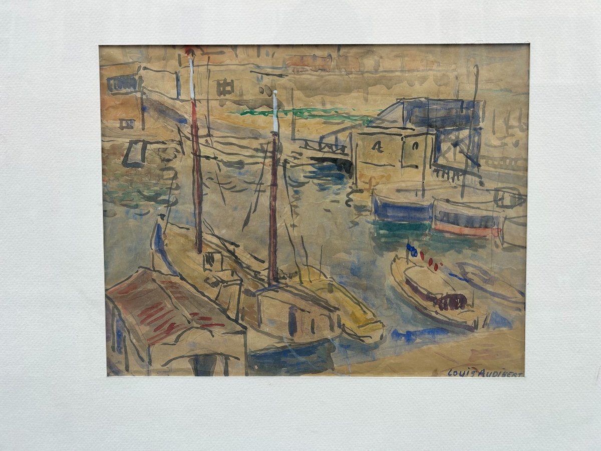 Louis Audibert (1881-1983) Port De Marseille  (Bassin du carénage )-photo-3