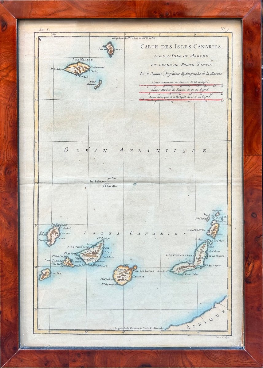 Rigobert Bonne (1727-1795) Carte Des Isles Canaries Avec l'Isle De Madeire Et Porto Santo