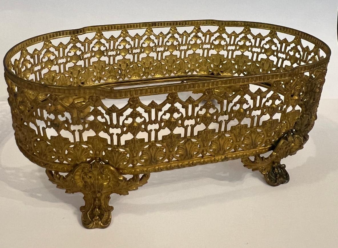 Jardiniere Bronze Dore Epoque XIX Em Siecle-photo-4