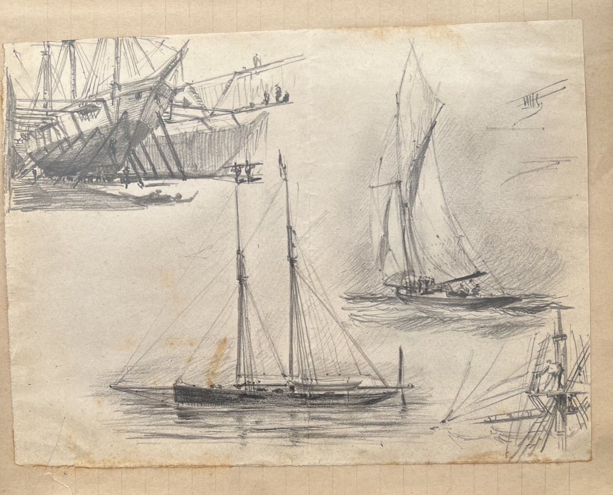 Carnet De Dessin Albert Sebille  Peintre Officiel De La Marine -photo-4
