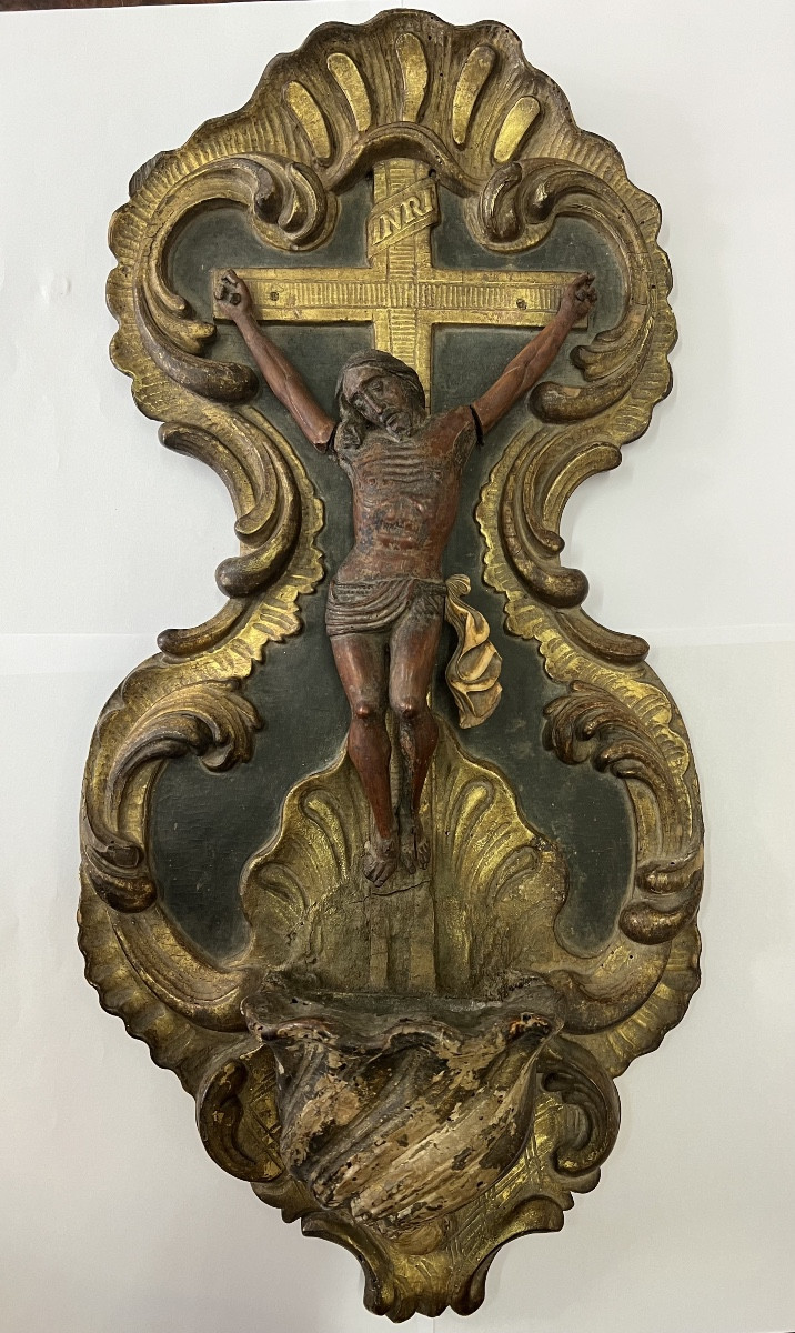 Christ En Bois Doré XVIII Em Siècle 