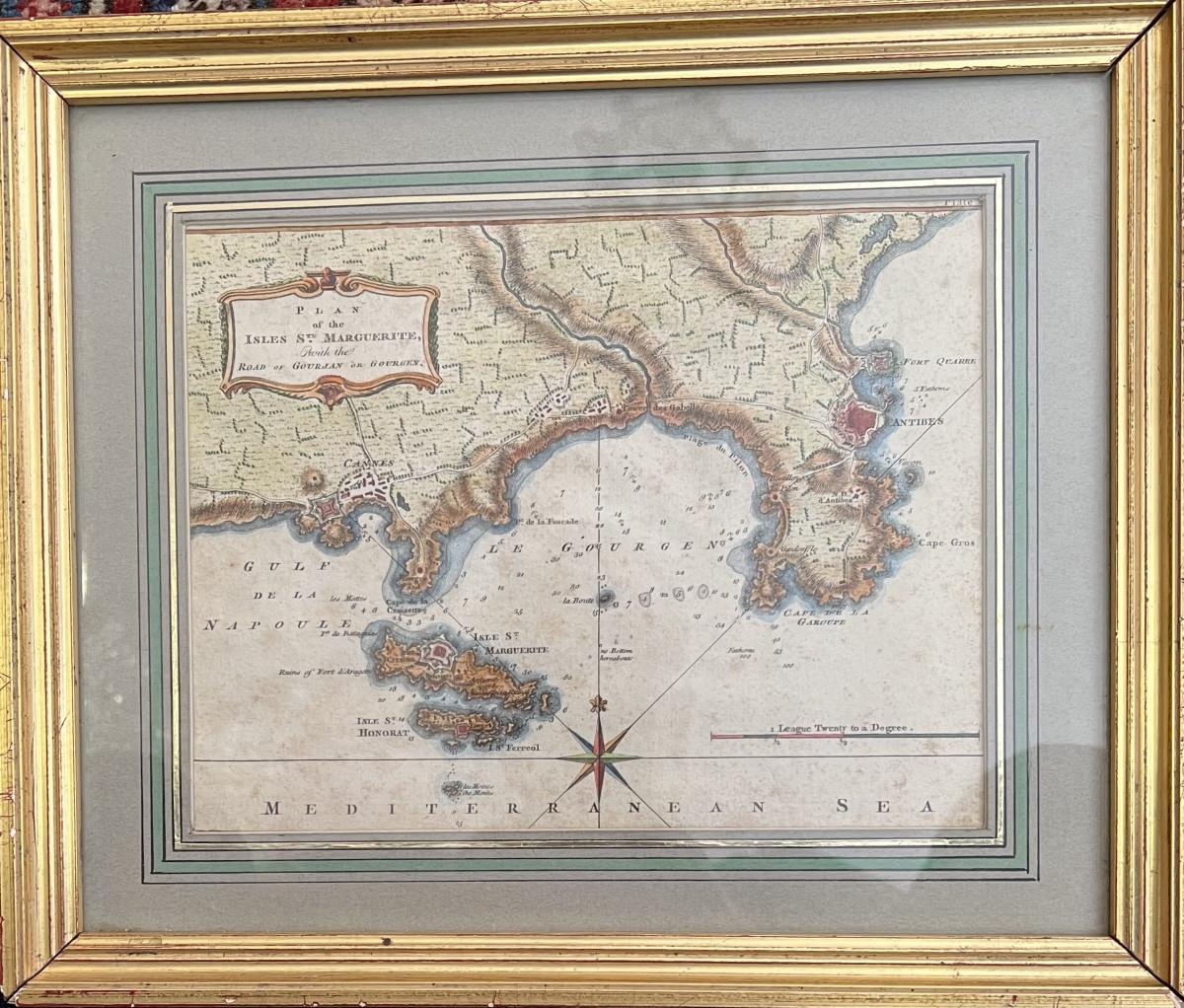 Carte XVIII  siècle Cannes Antibes et des îles de Lerins