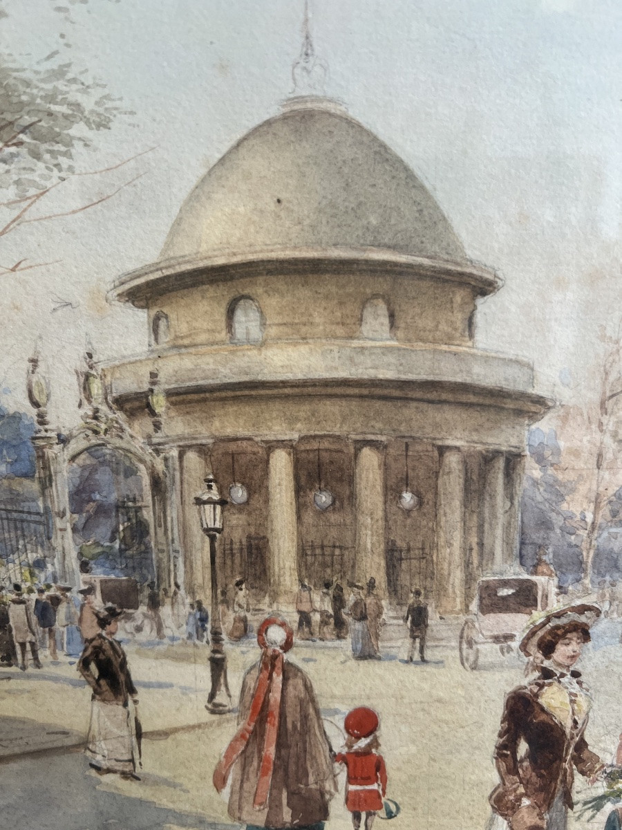 Théophile Meunier ( 1800 1884 ) le Parc Monceau  à Paris  Aquarelle -photo-4