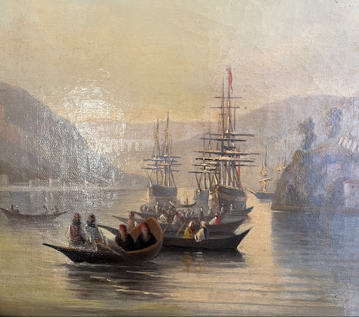 Campement russe Beykoz Bosphore Turquie Huile sur toile marouflée sur bois XIX Siècle -photo-4