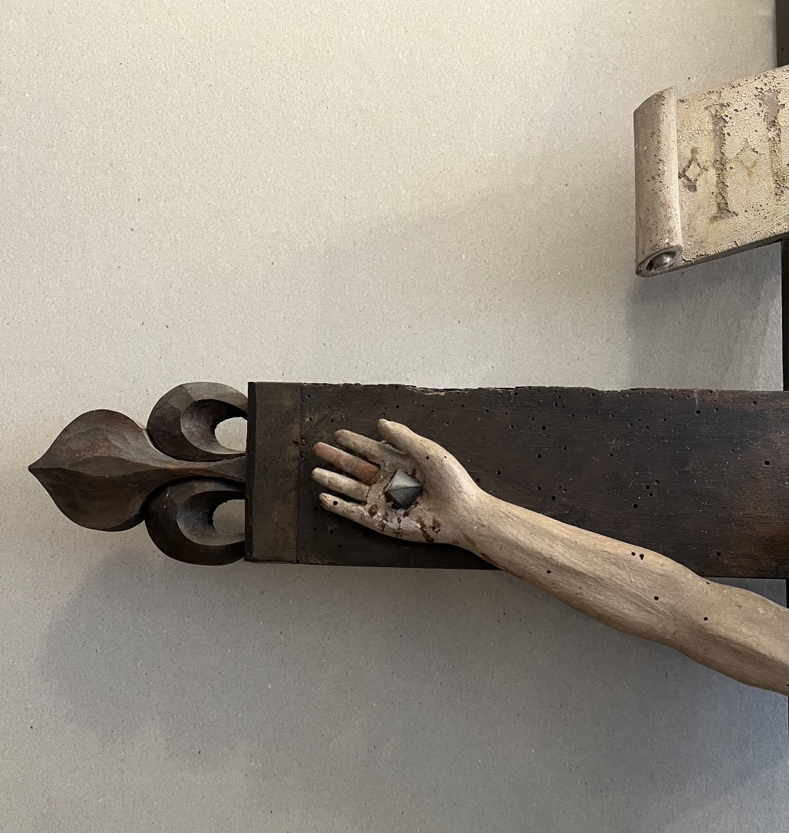 Christ On The Holy Cross, 18th Century Spanish, Wood, Polychrome. Good Condition.-photo-3