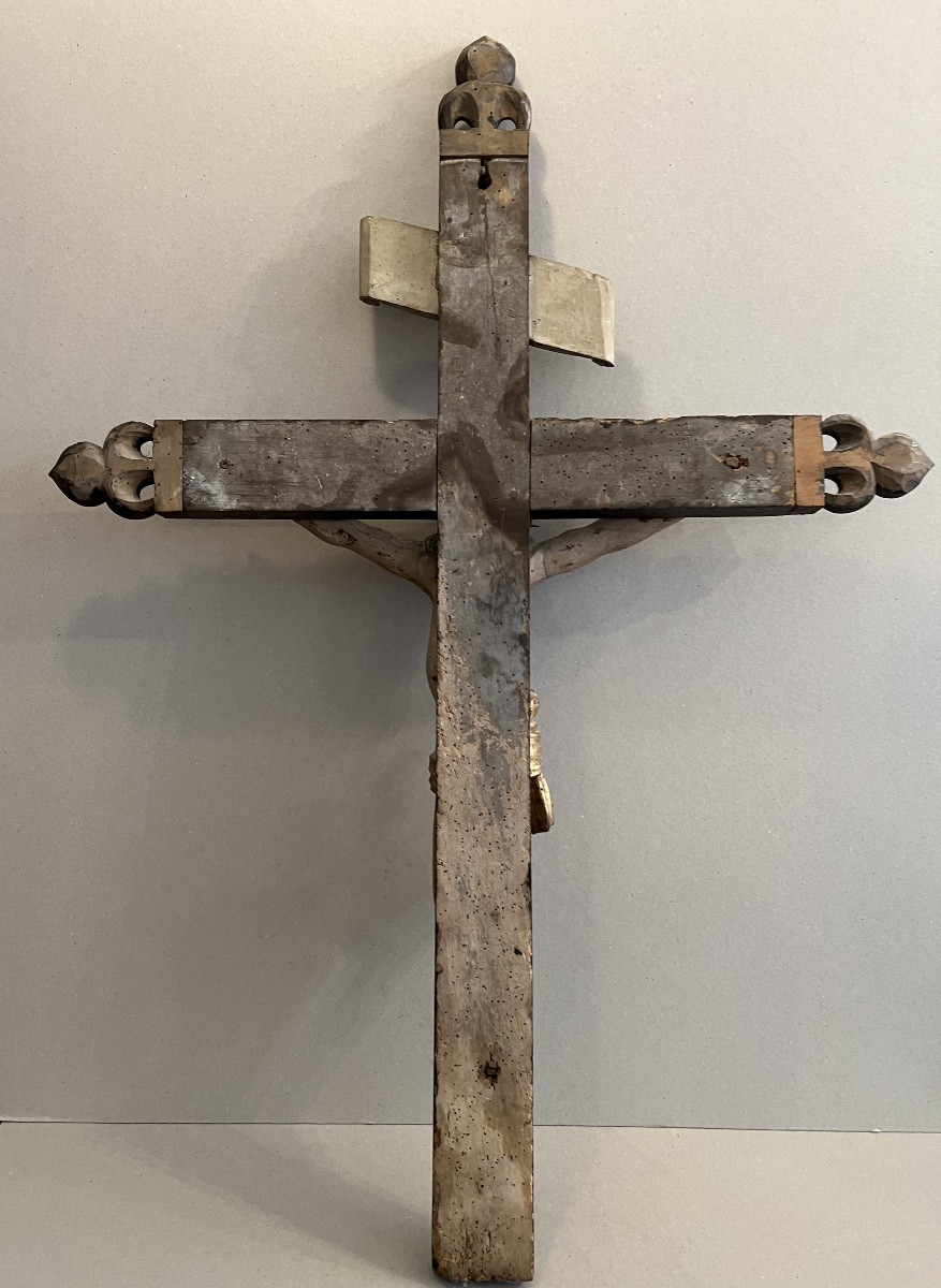 Christ On The Holy Cross, 18th Century Spanish, Wood, Polychrome. Good Condition.-photo-2