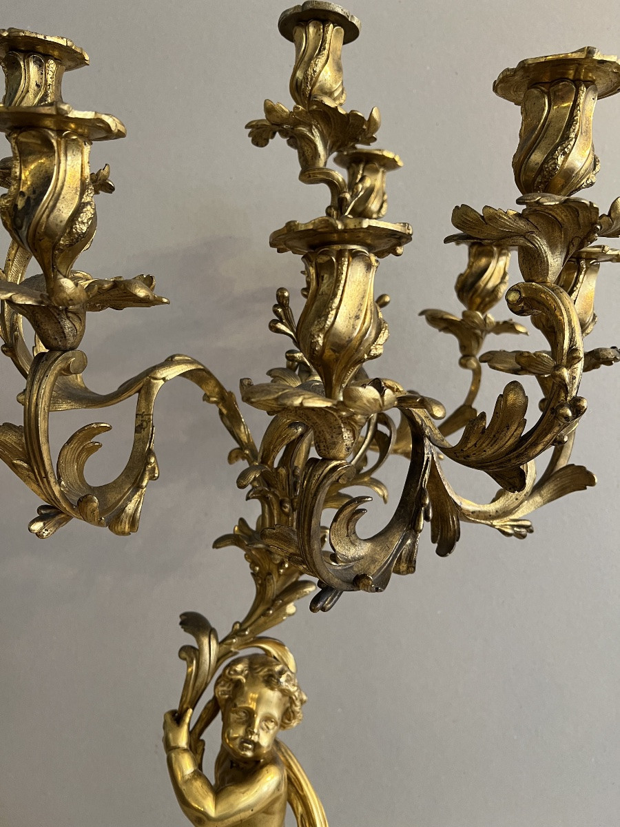 Grand Candélabre en bronze doré époque Napoléon III-photo-1