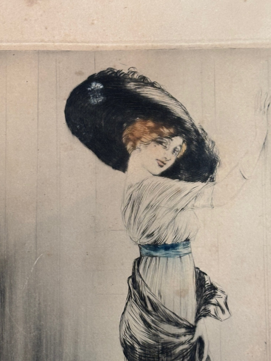 Louis Icart Eau Forte Sur le Seuil -photo-3