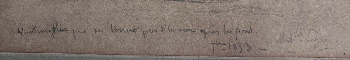 Alphonse Negre dessin et gouache Vintimille vue du torrent 1853-photo-4