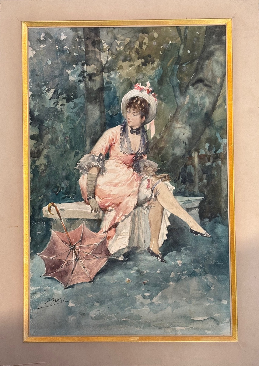 Arturo Orselli, 19th Century, Young Woman With A Parasol