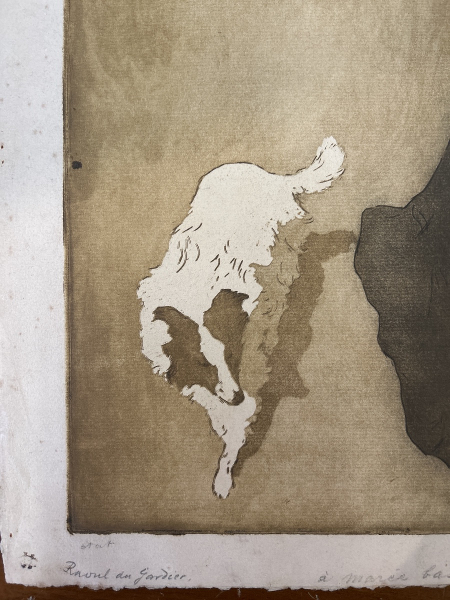 Raoul Du Gardier (1871-1952) At Low Tide, Aquatint Etching, Proof Not For Sale -photo-3