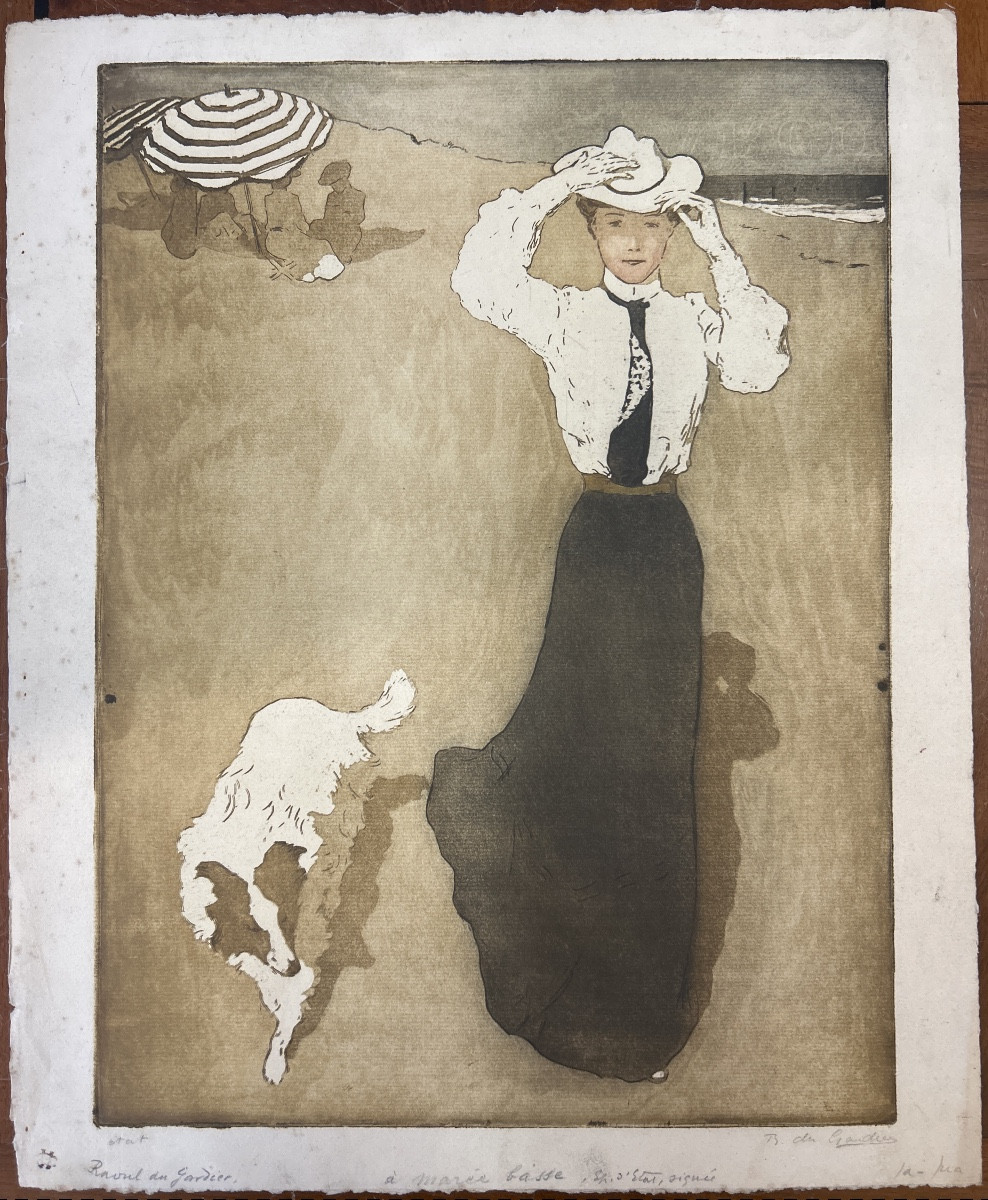 Raoul Du Gardier (1871-1952) At Low Tide, Aquatint Etching, Proof Not For Sale 