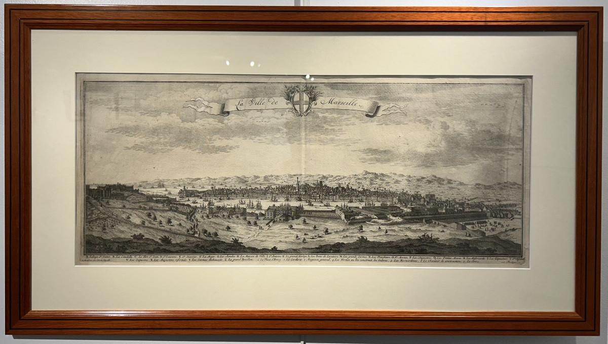 Vue cavalière de la ville de Marseille par Nicolas Visscher 