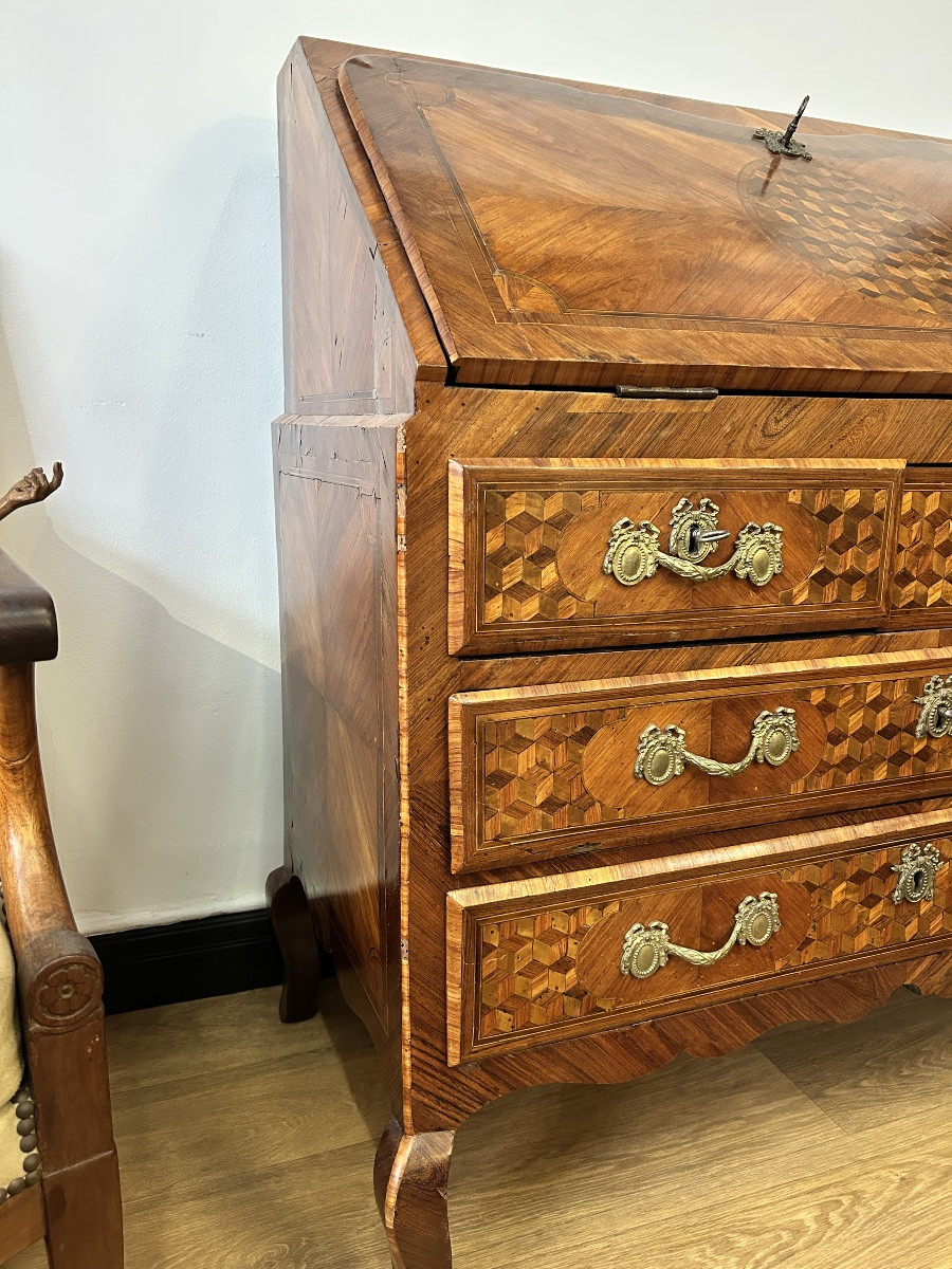 Louis XV Louis XVI Tradition Rosewood Marquetry Secretary-photo-3