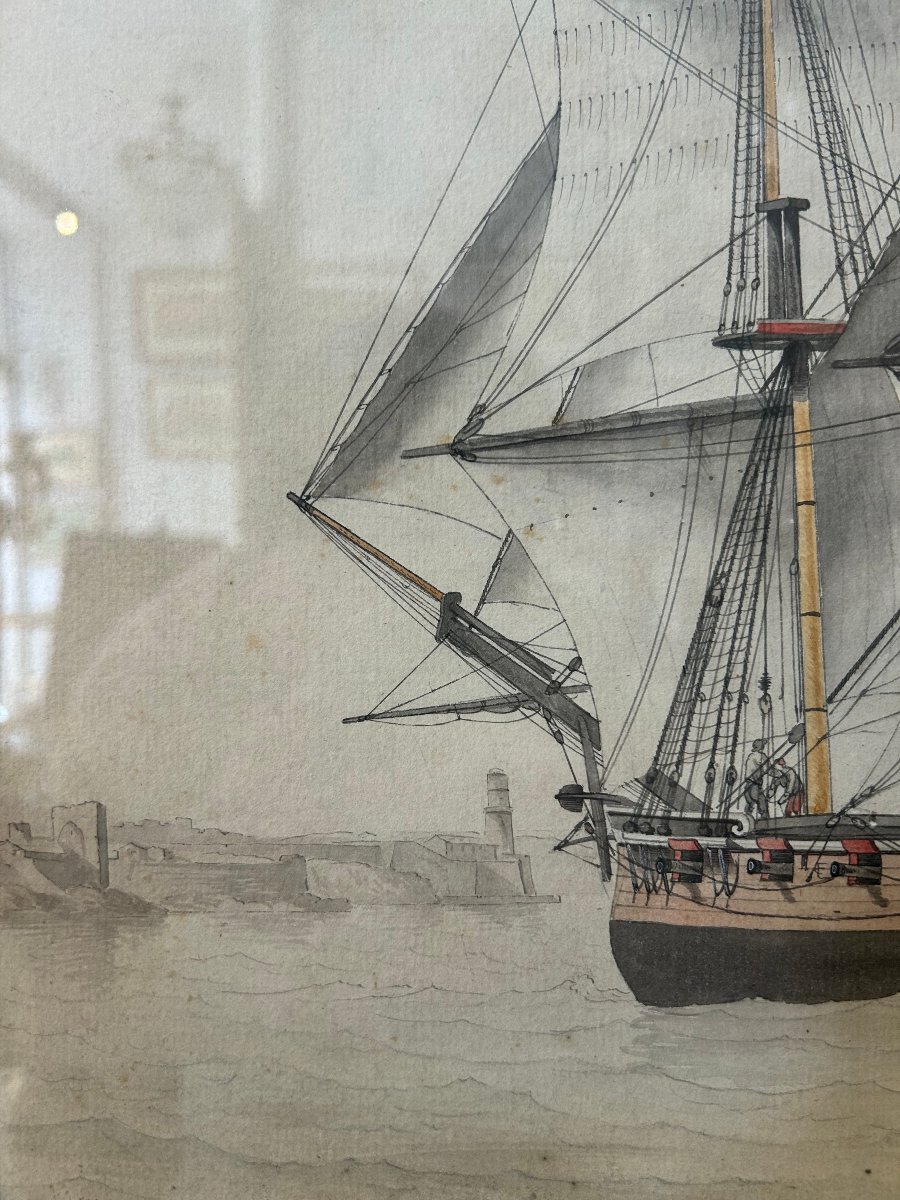 Jean Gérôme Beaugean (1764-1819) Le Constantin devant le port de Marseille-photo-1