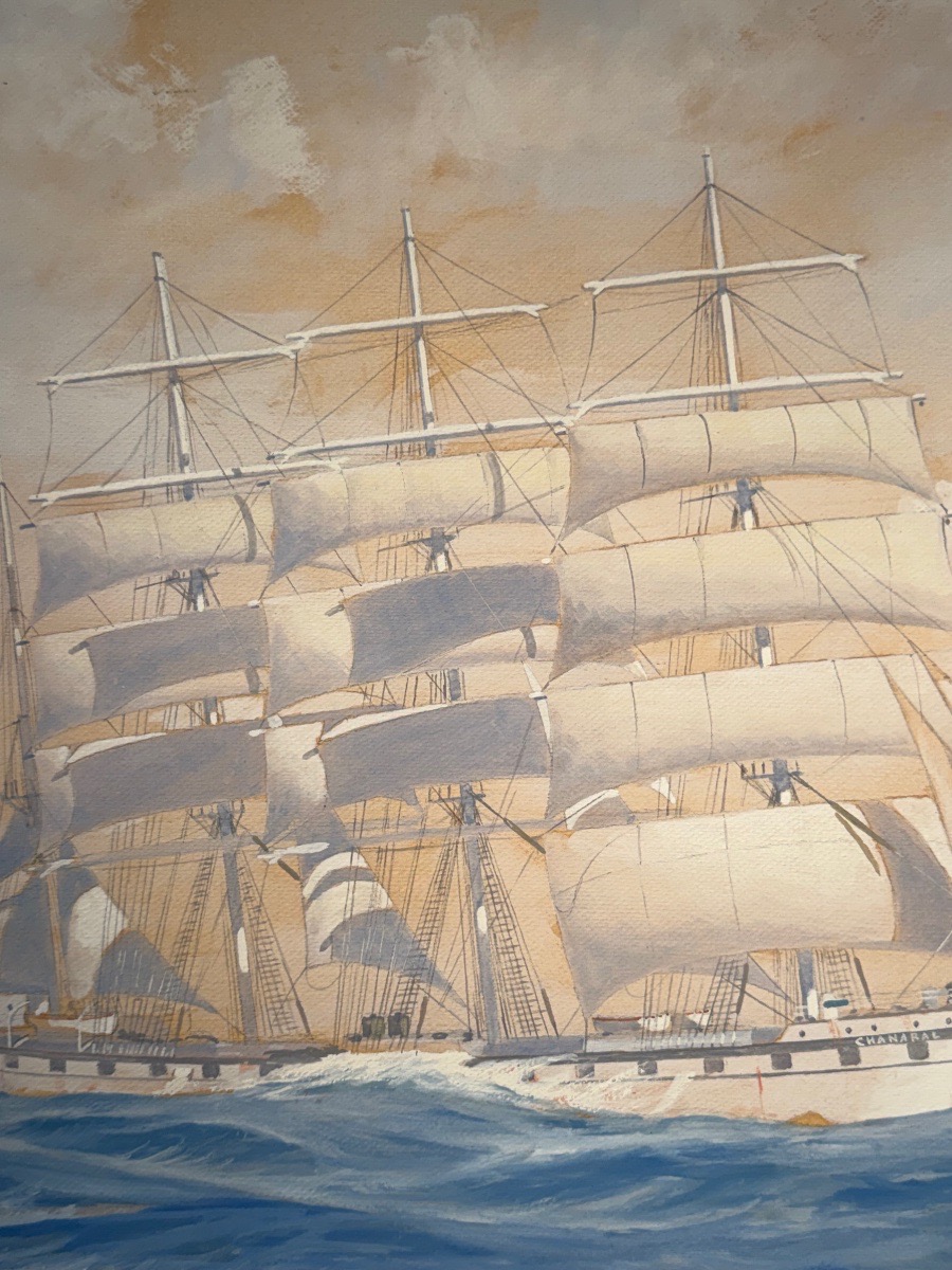 Guy Silhouette ( XXème) Portrait du quatres mâts barque Chanaral -photo-2