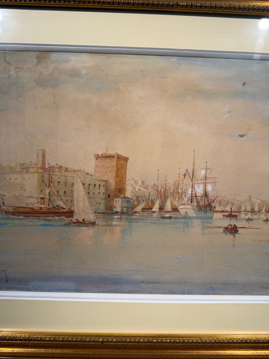 Émile Henry ( 1842-1920) Entrée du vieux port de Marseille -photo-3