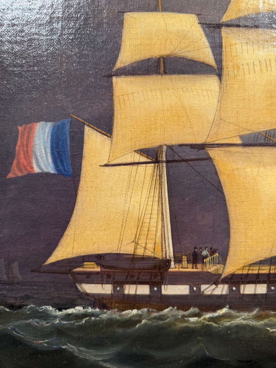 Richard Faxon (1816-1875) Trois mâts à phares carré Mazacran-photo-3