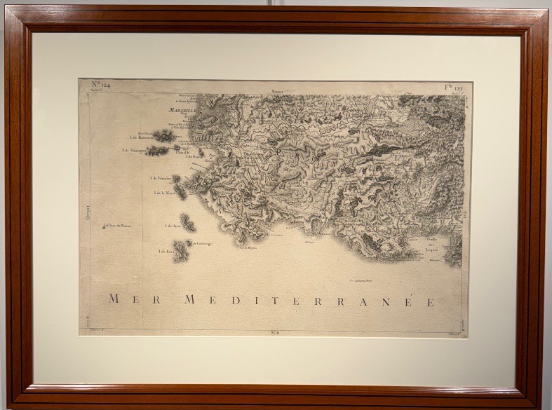 Carte de la Mer Méditerranée de Marseille aux lecques XVIIIeme siècle 