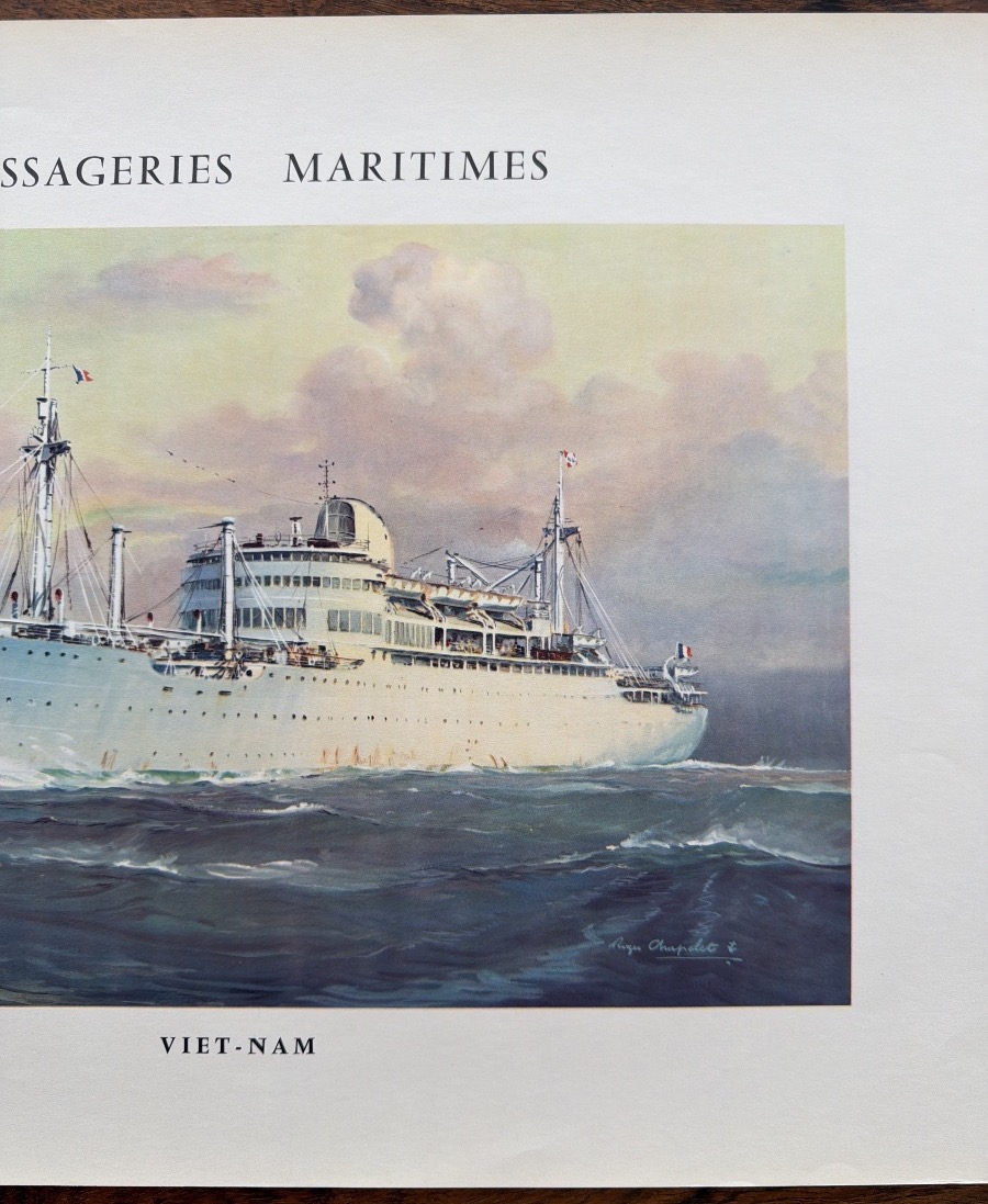 Affiche originale d’époque du paquebot Viet-Nam des Messageries Maritimes par Roger Chapelet -photo-2