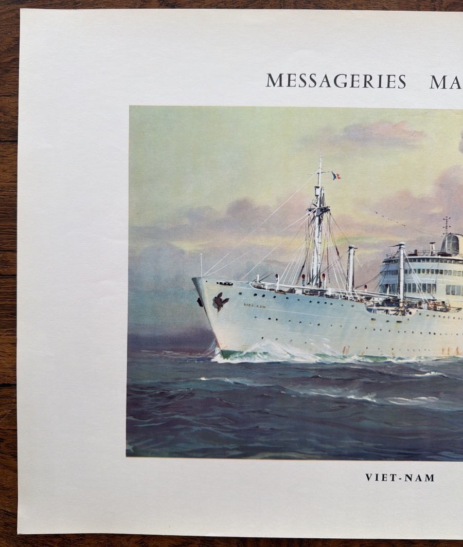 Affiche originale d’époque du paquebot Viet-Nam des Messageries Maritimes par Roger Chapelet -photo-3