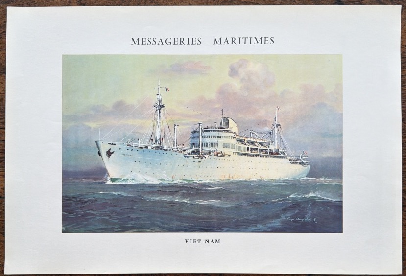 Affiche originale d’époque du paquebot Viet-Nam des Messageries Maritimes par Roger Chapelet 