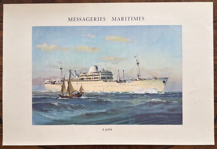 Affiche d’époque du paquebot Laos des Messagerie Maritimes par Roger Chapelet