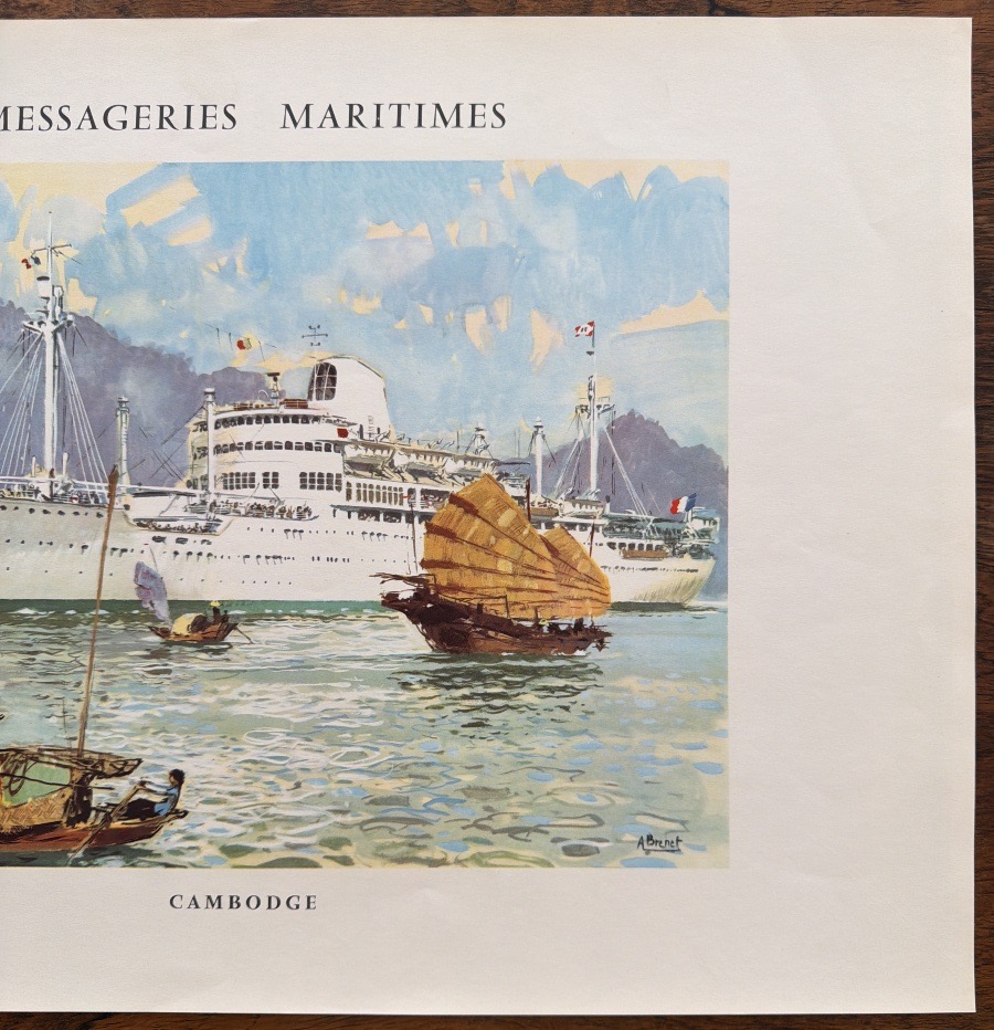 Affiche d’époque du paquebot Cambodge des Messageries Maritimes par Albert Brenet-photo-3