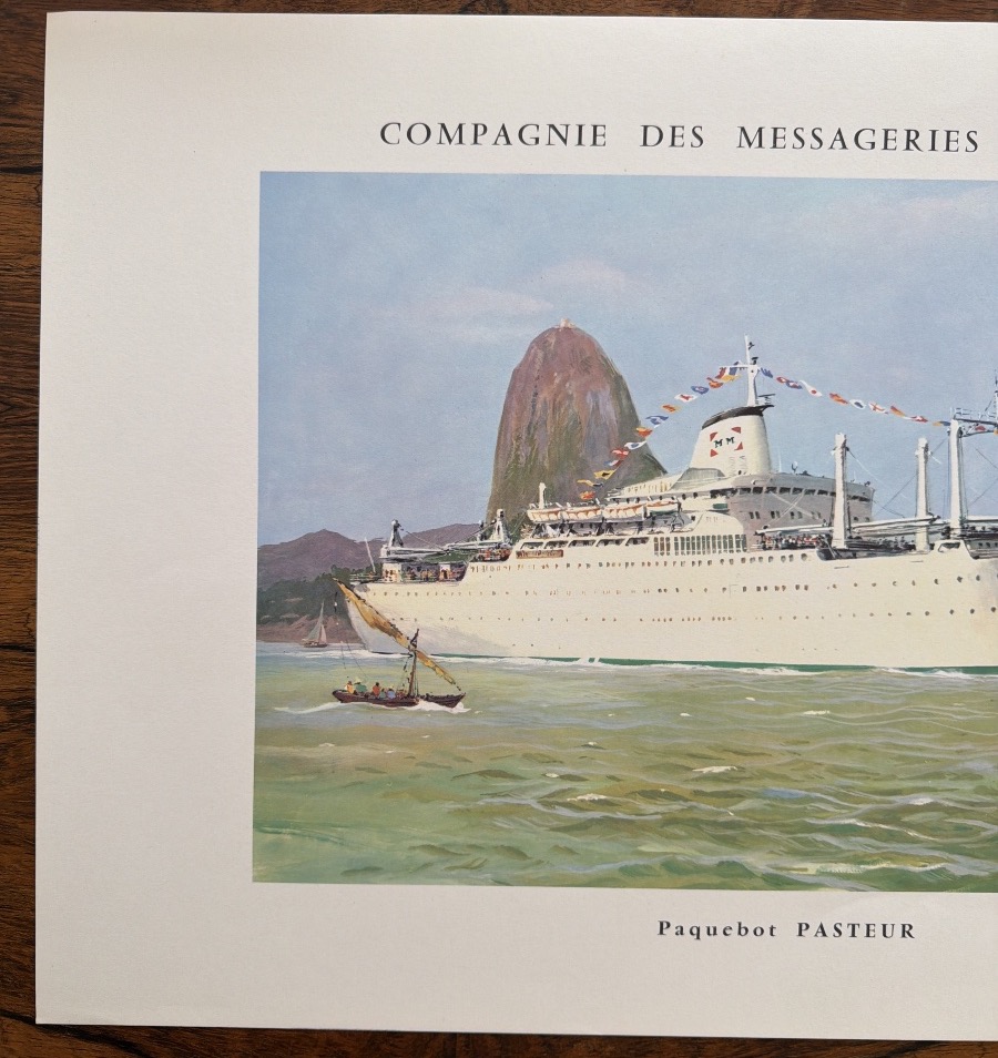 Vintage Poster Of The Messageries Maritimes Liner *pasteur* By Roger Chapelet -photo-2