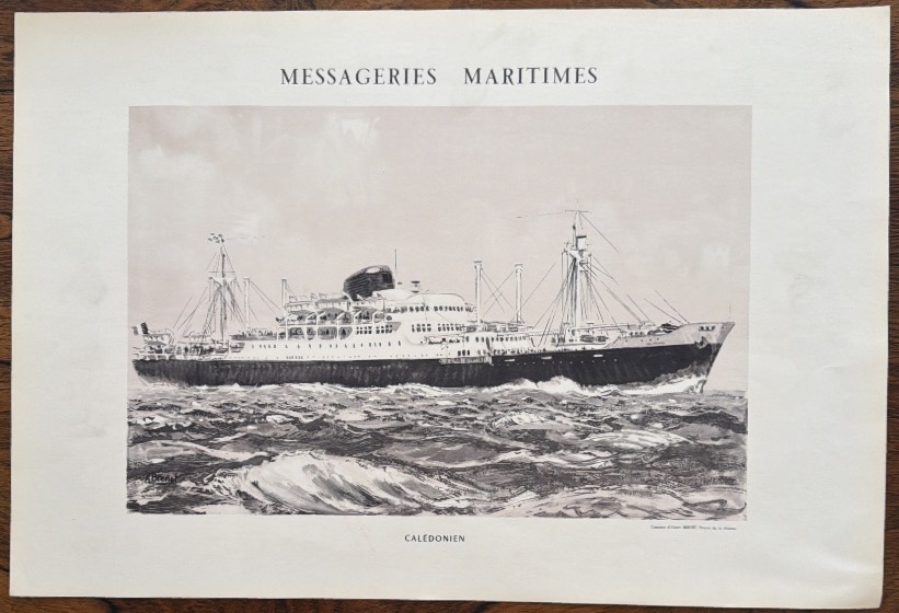 Original Vintage Poster Calédonien Ship