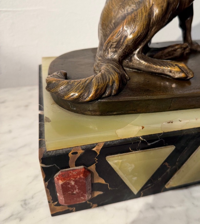Louis Riché (1877-1949) Femme aux lévriers, chryséléphantine en bronze et ivoire -photo-4
