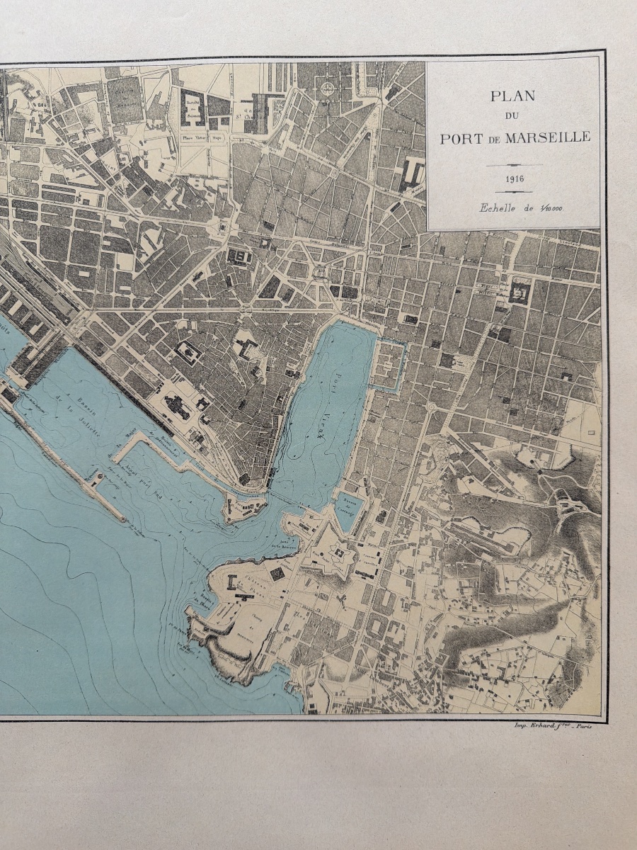 Map Of The Port Of Marseille In 1916, Printed By Erhard Frère, Paris -photo-3