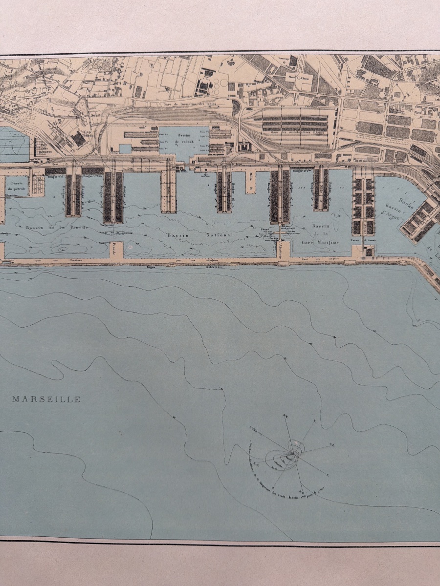 Map Of The Port Of Marseille In 1916, Printed By Erhard Frère, Paris -photo-2