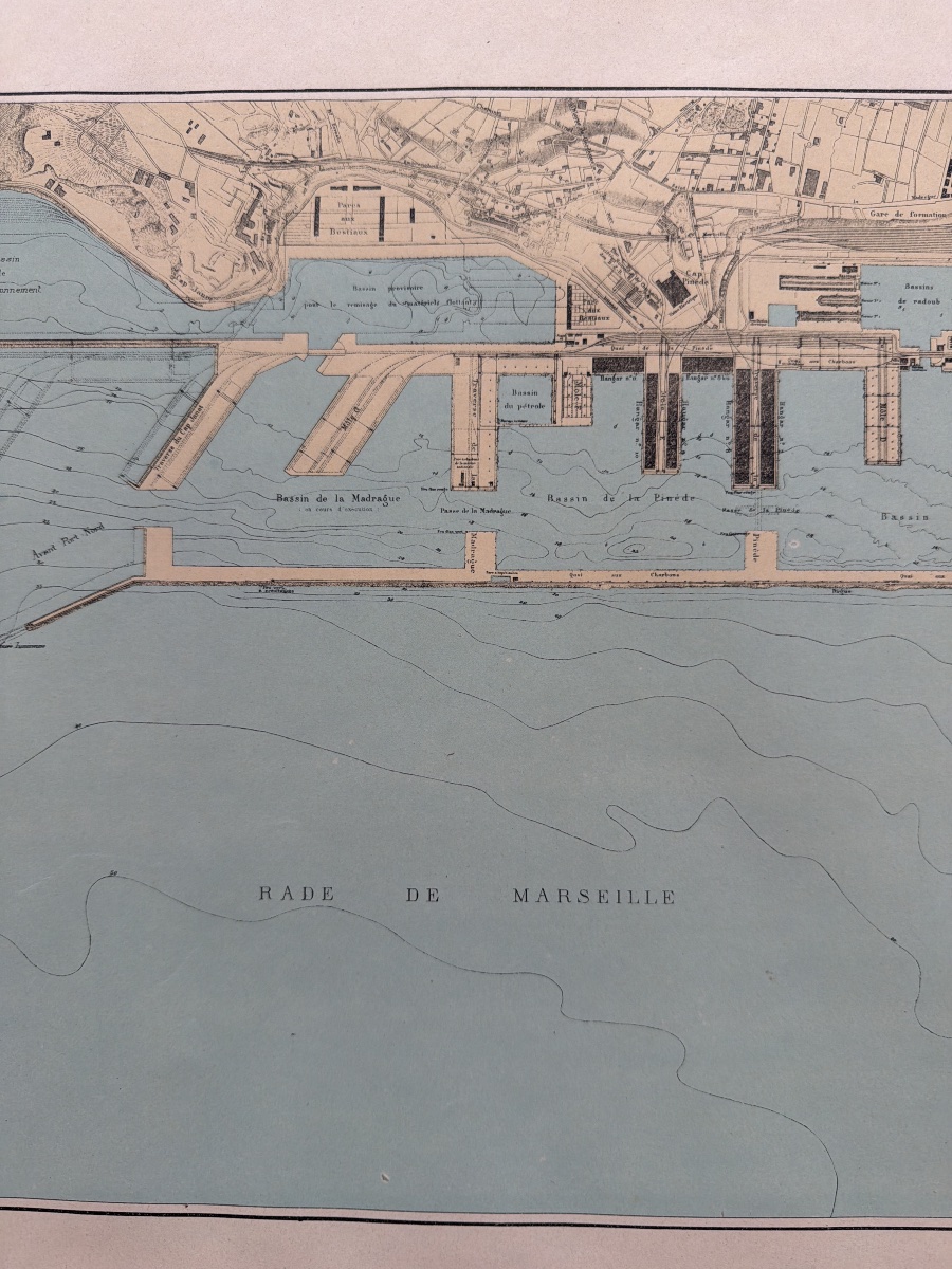 Map Of The Port Of Marseille In 1916, Printed By Erhard Frère, Paris -photo-3