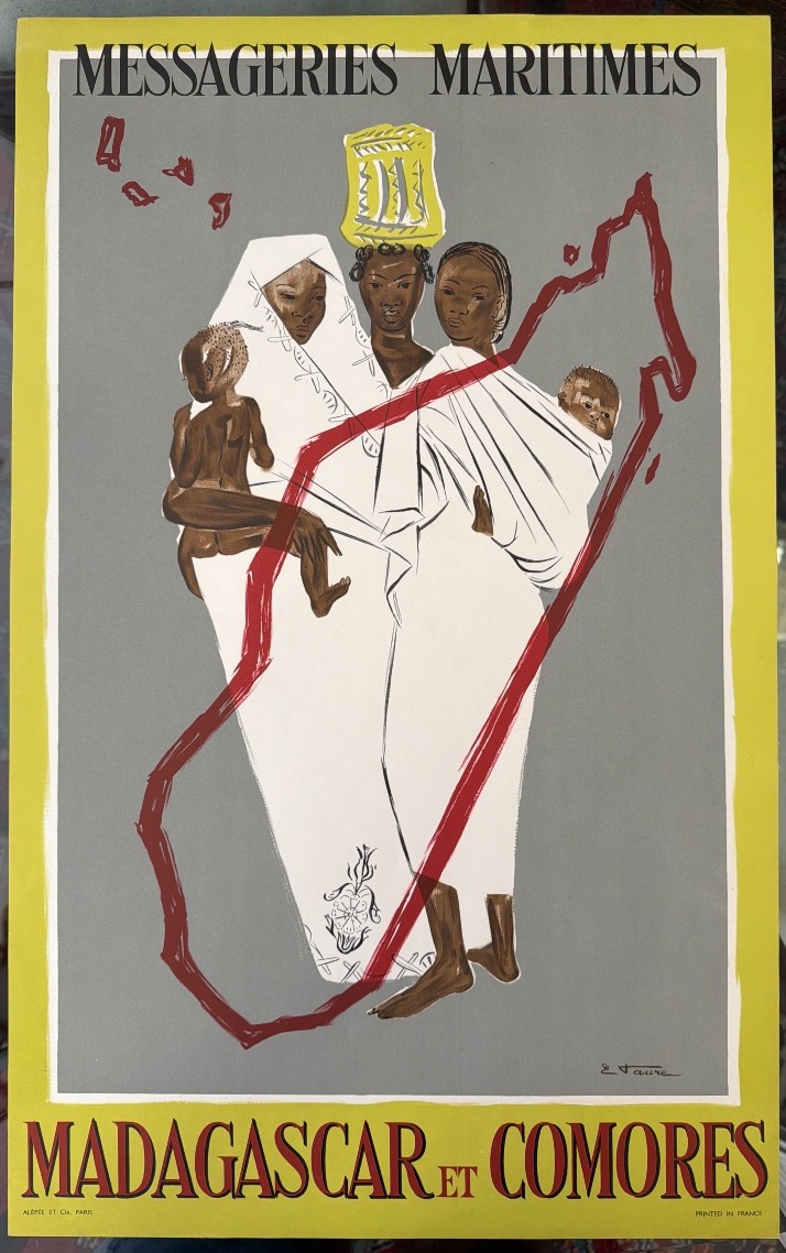 Affiche Messageries Maritimes, Madagascar et Comores par E. Faure
