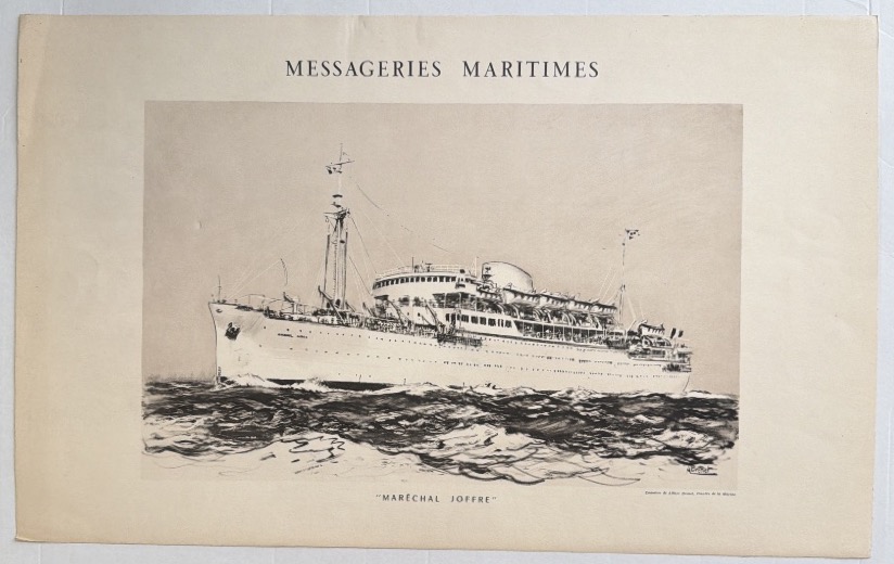 Affiche d’époque portrait du Maréchal Joffre des Messageries Maritimes par Albert Brenet