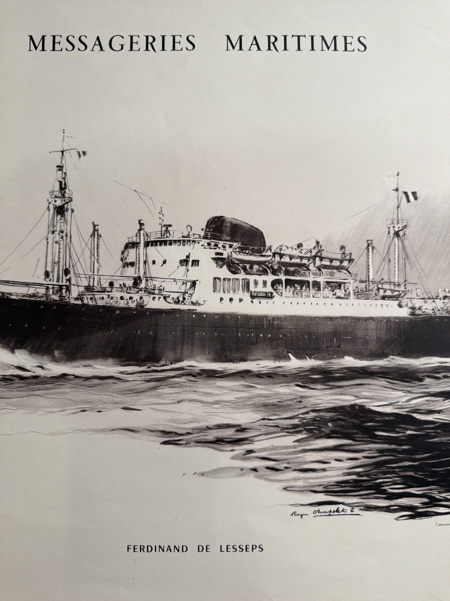 Affiche d’époque du paquebot Ferdinand de Lesseps des Messageries Maritimes par Roger Chapelet-photo-2