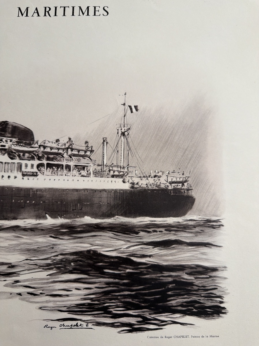 Affiche d’époque du paquebot Ferdinand de Lesseps des Messageries Maritimes par Roger Chapelet-photo-3