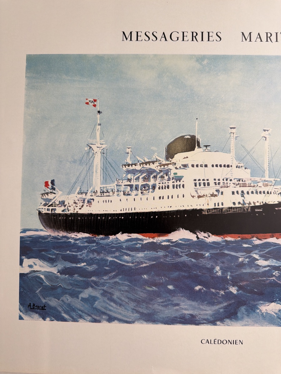 Vintage Poster Of The Messageries Maritimes Liner *caledonien* By Albert Brenet -photo-2