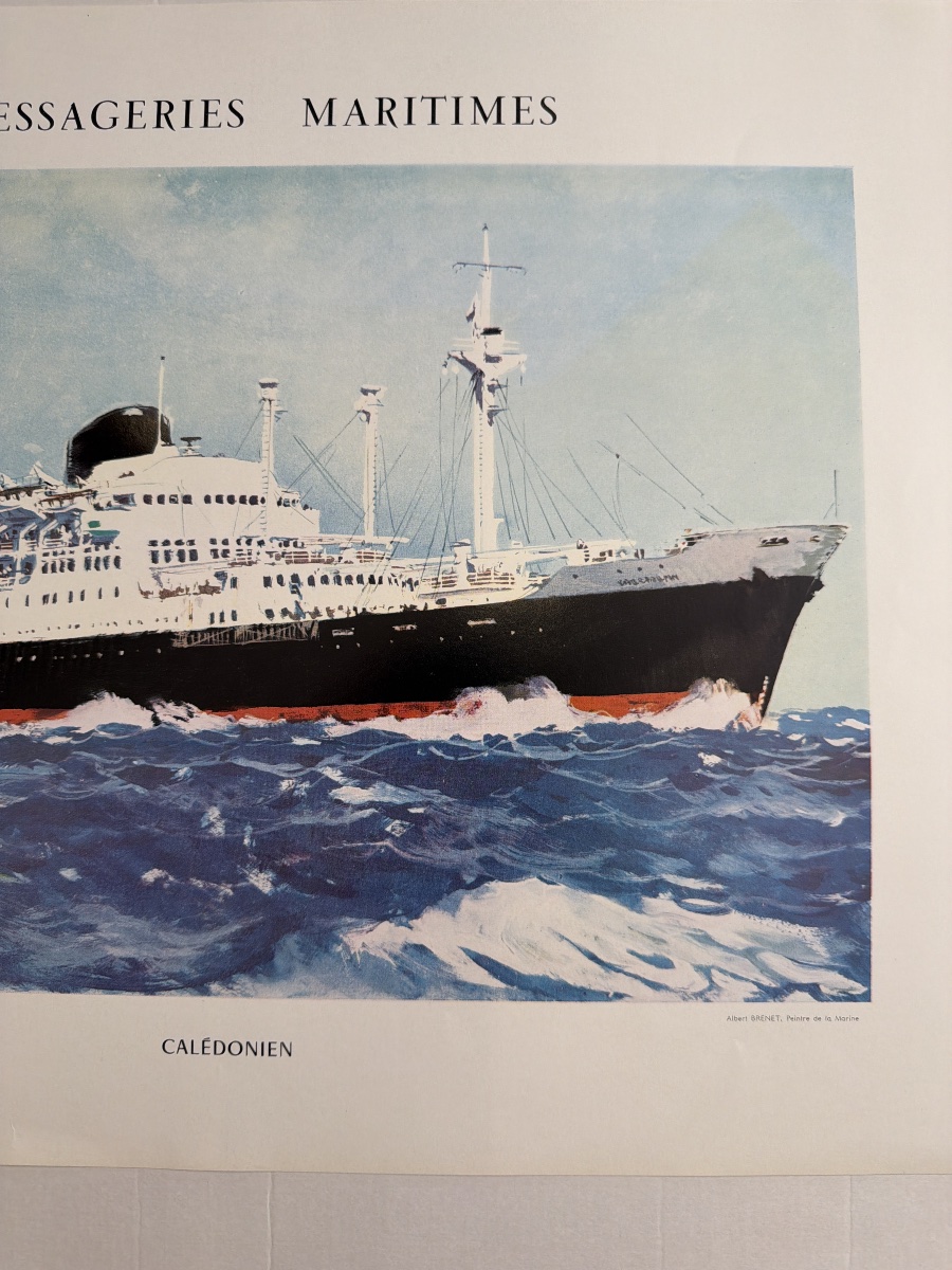 Vintage Poster Of The Messageries Maritimes Liner *caledonien* By Albert Brenet -photo-3