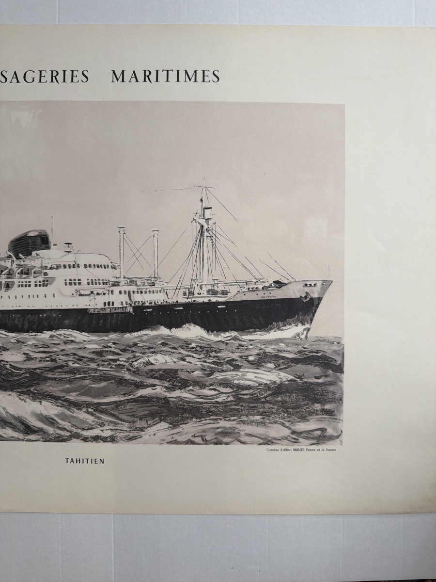 Vintage Poster Of The Messageries Maritimes’ Tahitian Ocean Liner By Albert Brenet  -photo-3